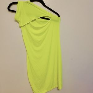 Neon Yellow One Shoulder Bodycon Dress